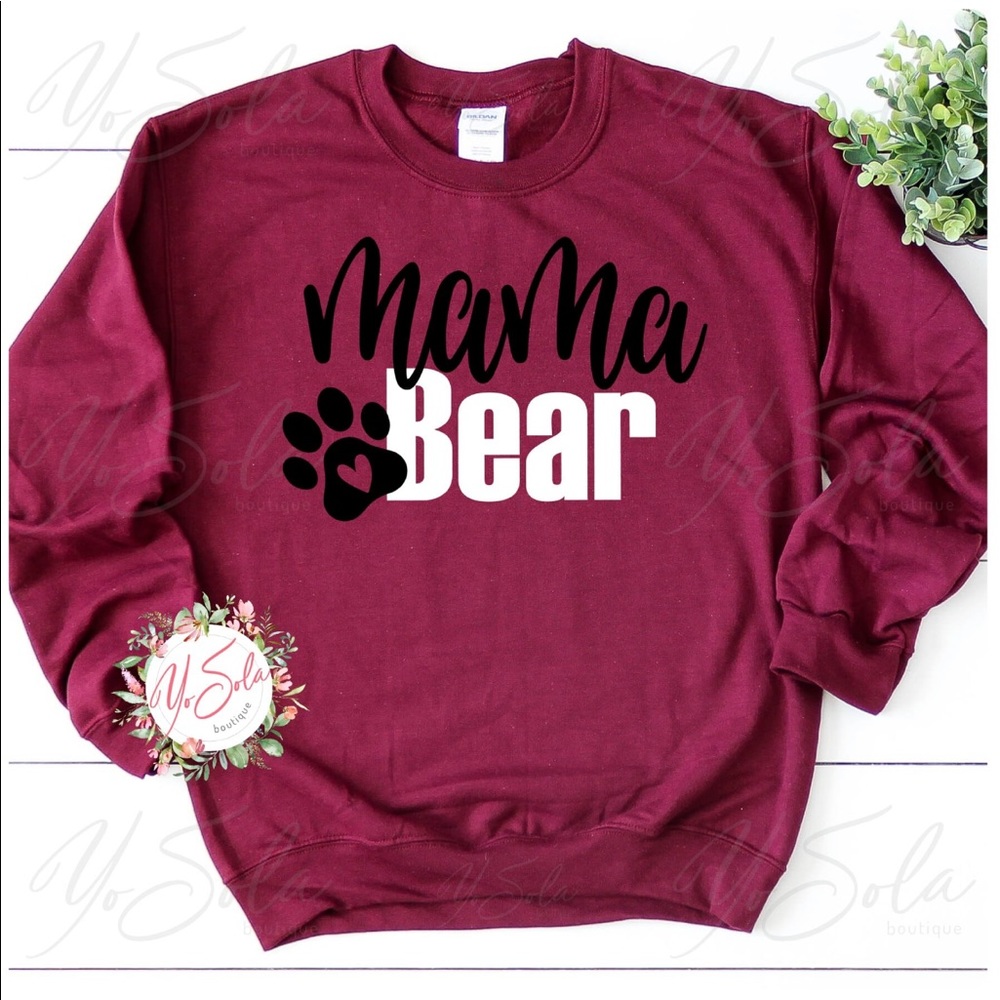 “Mama Bear” Maroon Crew Neck Sweatshirt sweater - Picture 1 of 3